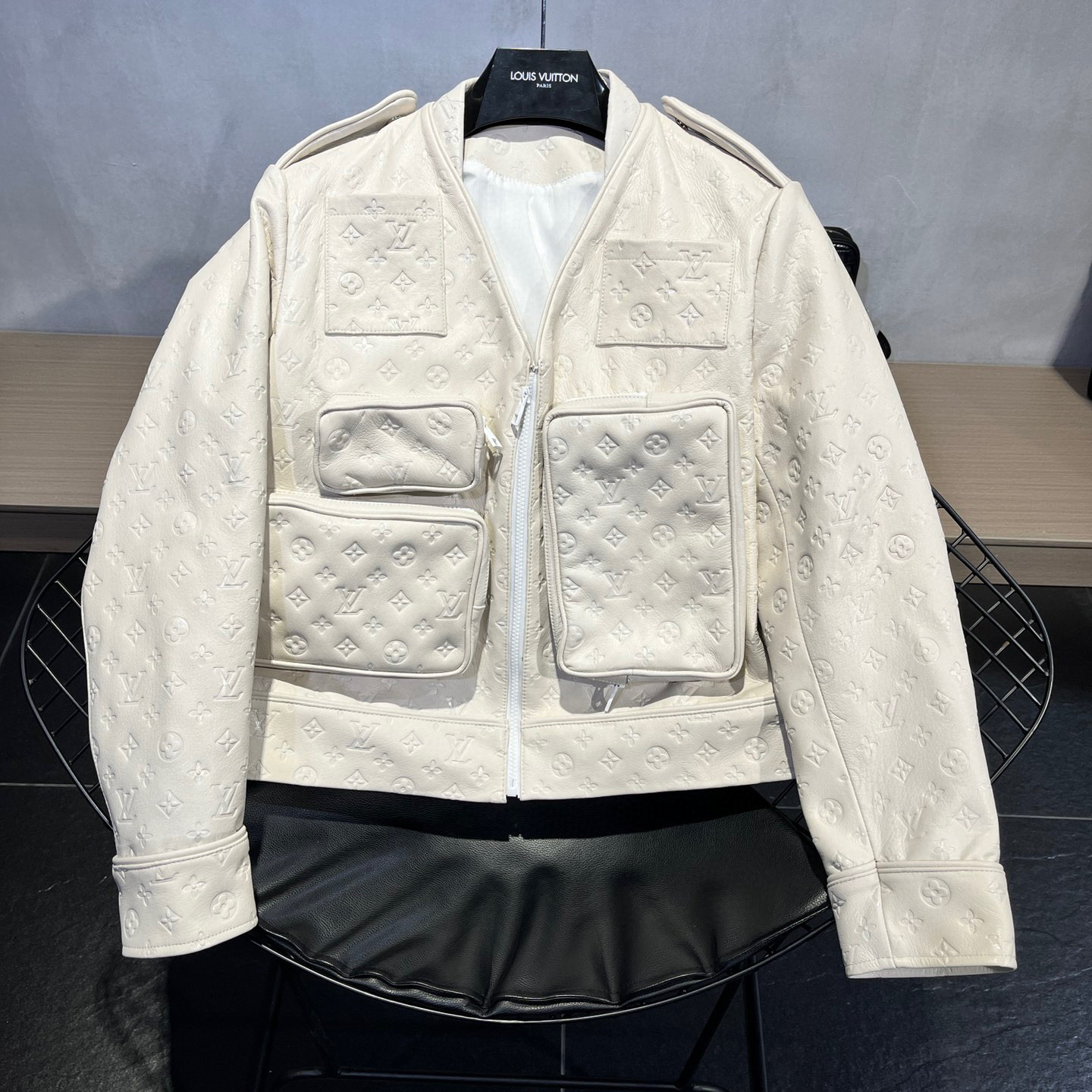 Louis Vuitton NIGO Men Leather Grain Multi Pocket Jacket #nigo94496