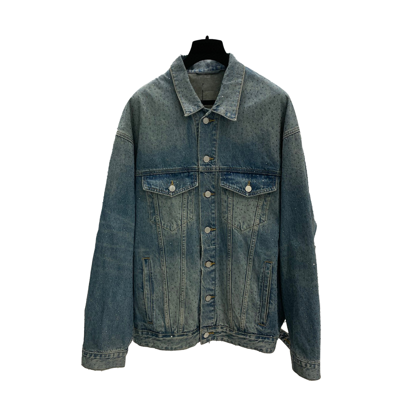 Balenciaga Rhinestone Washed Denim Jacket #nigo6412