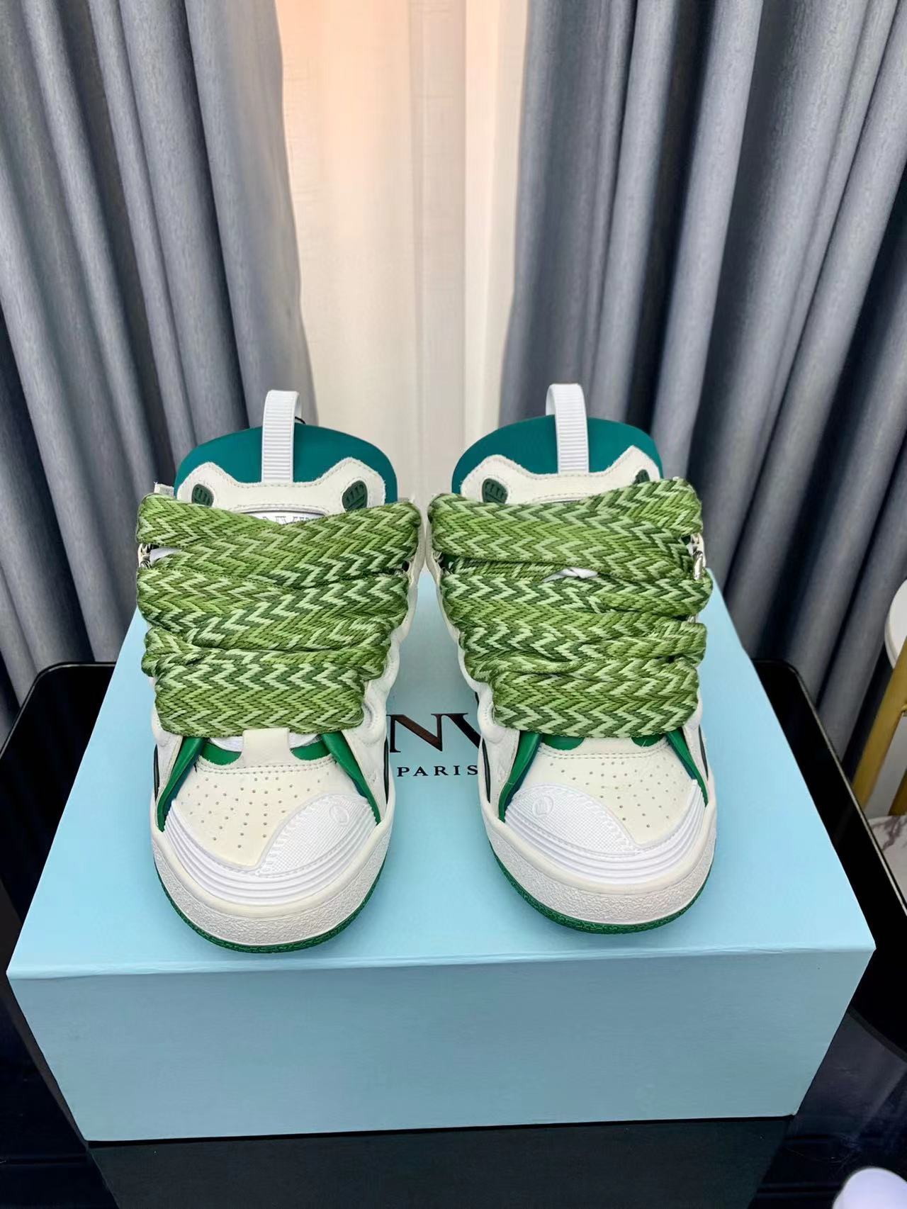 Lanvin Curb White Green Patchwork Lace Uup Casual Board Shoes #nigo21698