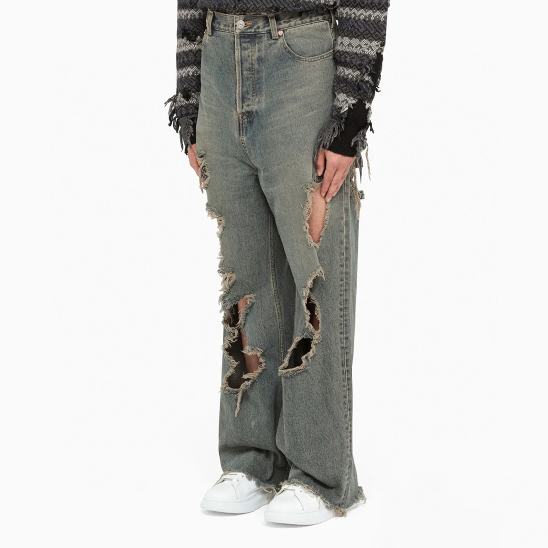 Balenciaga NIGO Autumn And Winter Blue Plaid Spoiled Trousers Denim Pants #nigo6399