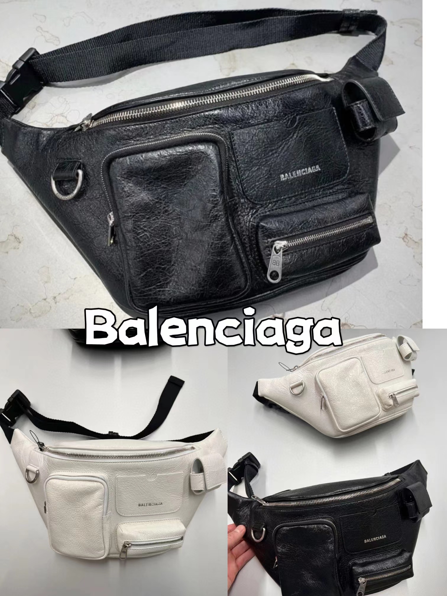 Balenciaga NIGO Leather Multi-Pocket Fanny Pack Chest Bag #nigo51411