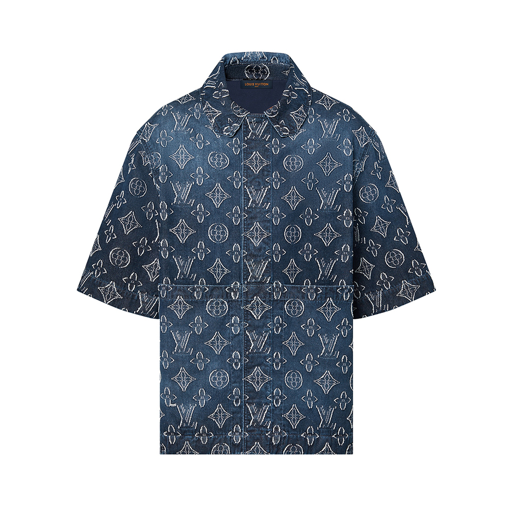 Louis Vuitton Monogram Short-Sleeved Chambray Shirt Cowboy #nigo96264