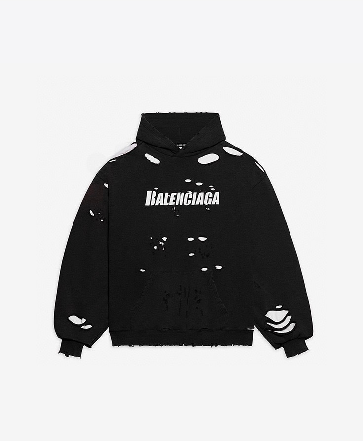 Balenciaga CAPS DESTROYED HOODIE HOODED #nigo5528