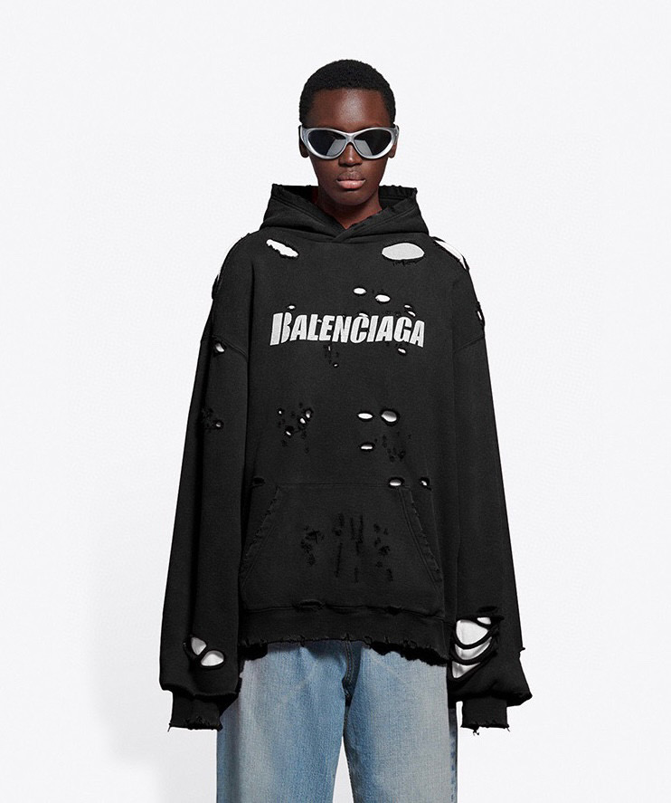 Balenciaga CAPS DESTROYED HOODIE HOODED #nigo5528