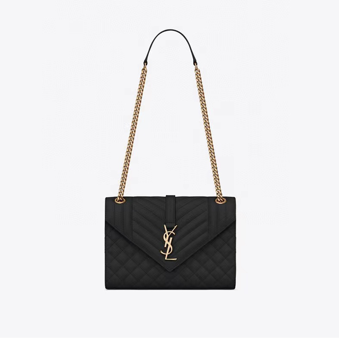 SAINT LAURENT ENVELOPE Grain Embossed Leather Handbag Square Crossbody Bag #nigo55664