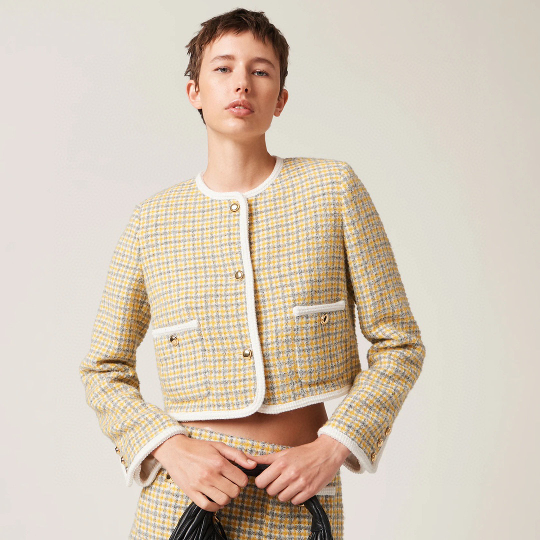 MiuMiu Single-Breasted Boucle Jacket Bouclé Miniskirt #nigo6437