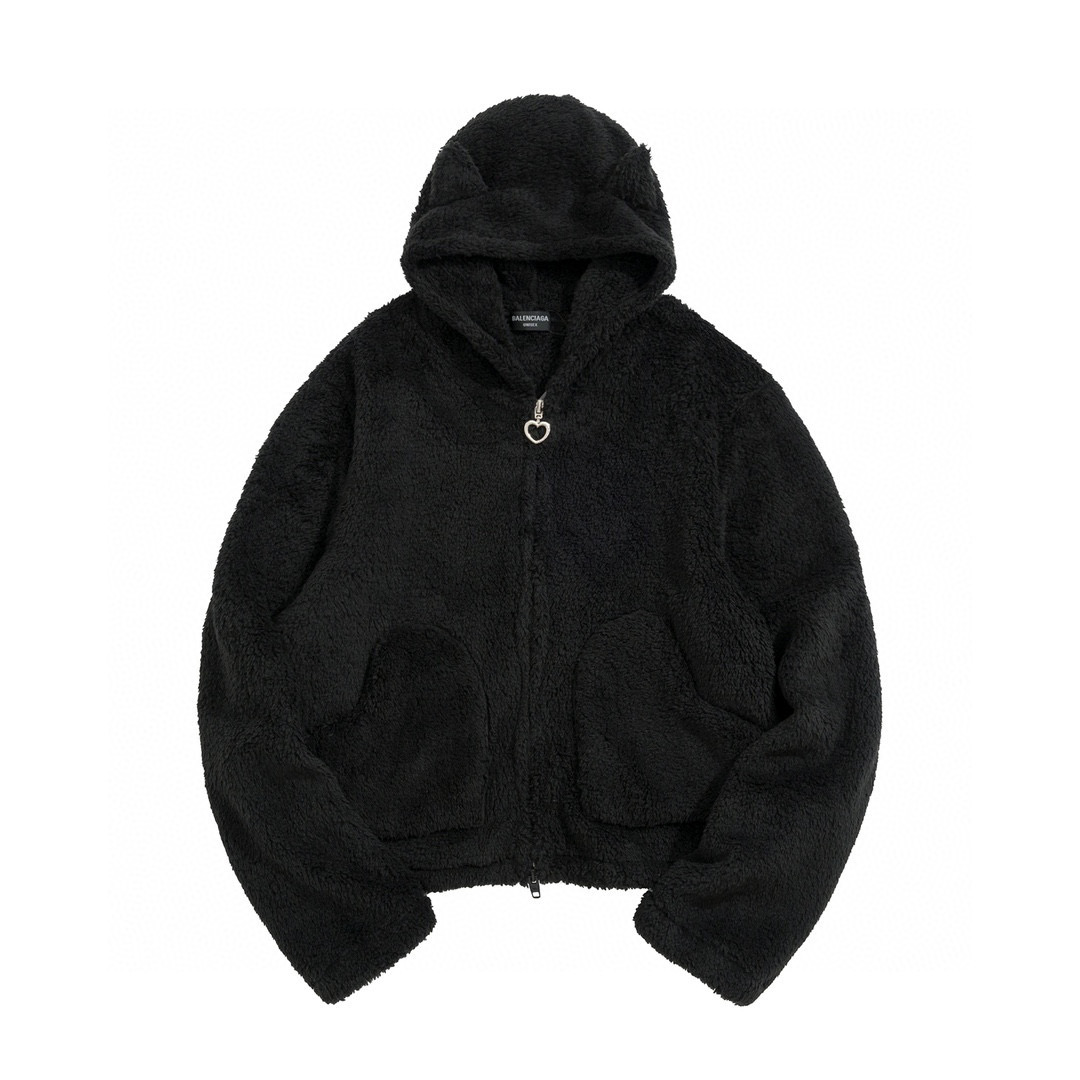Balenciaga Zipper Hooded Fleece Jacket Coat #nigo6391