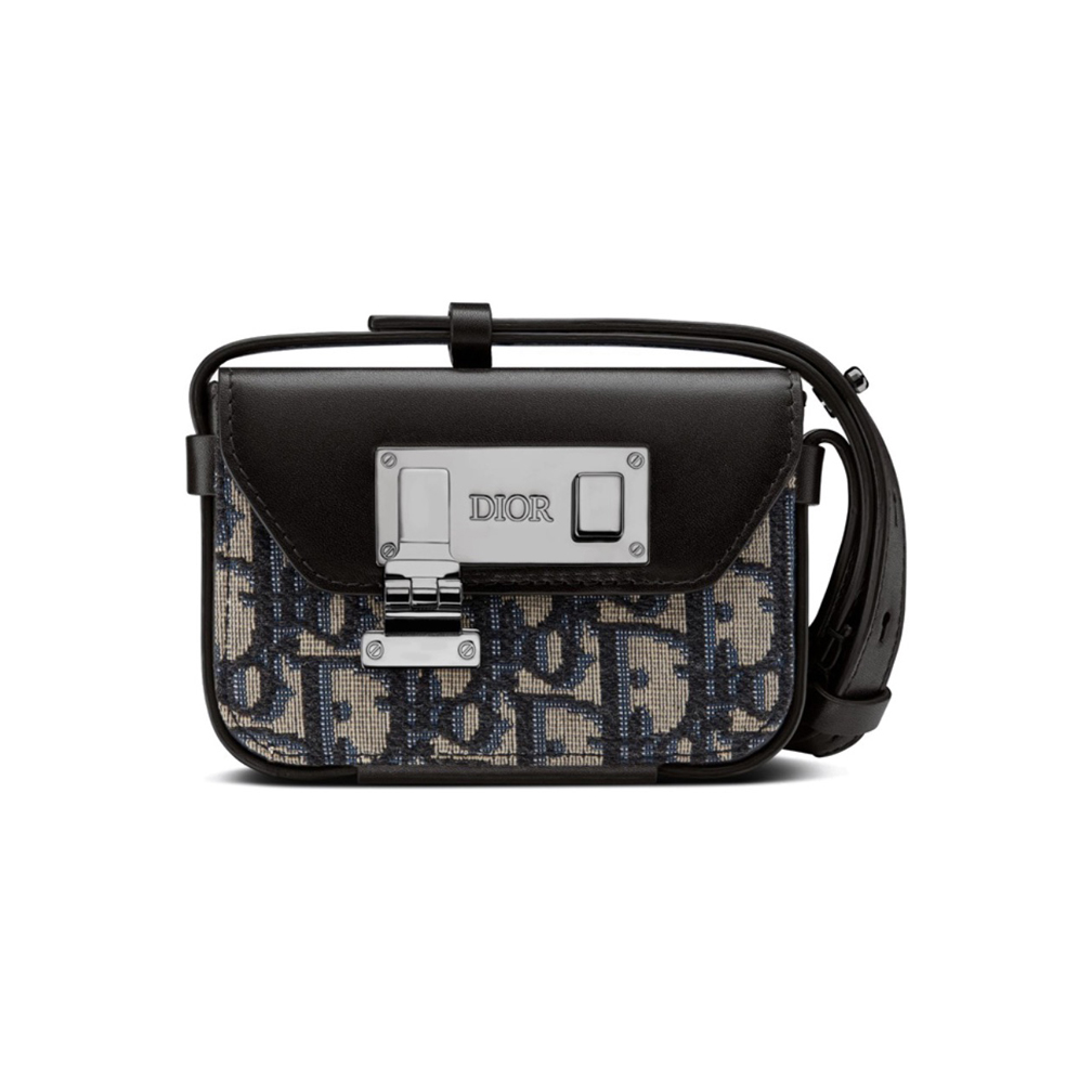 DIOR Lock Oblique Headphone Bag Storage Supplies Change Leather Shoulder Strap #nigo54611