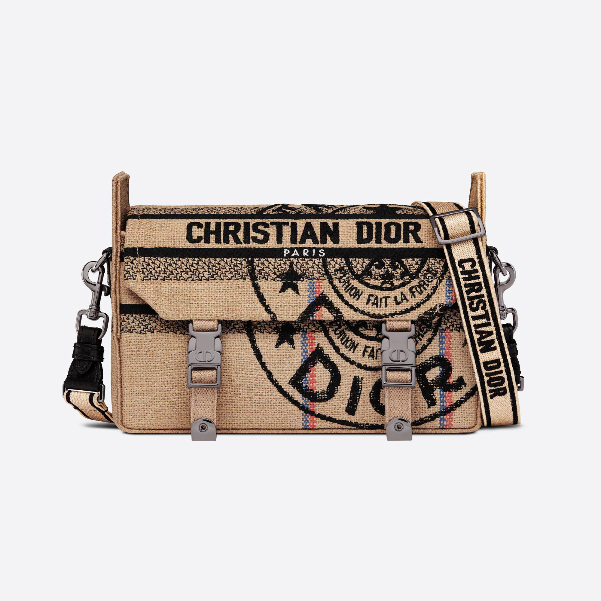 DIOR DIORCamp Cotton and Linen Messenger Bag with Shoulder Strap Webbing #nigo54292