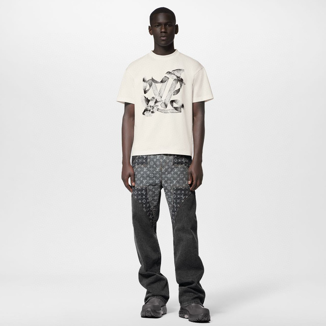 Louis Vuitton Loose Cotton Printed Short Sleeved T-Shirt #nigo21716