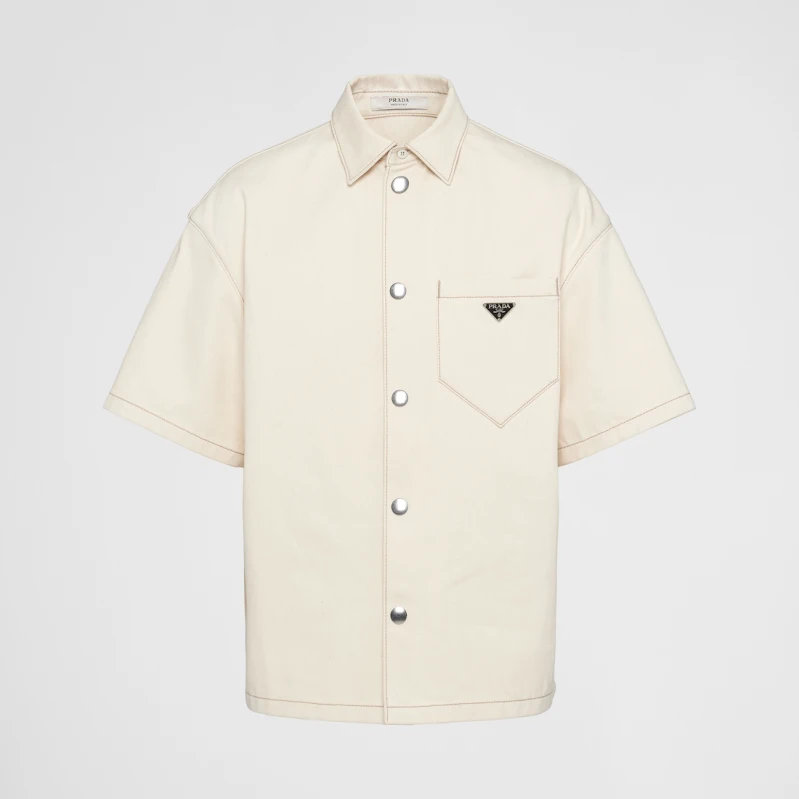 Prada NIGO Man Denim short sleeved shirt T-shirt buckle up jacket #nigo94479