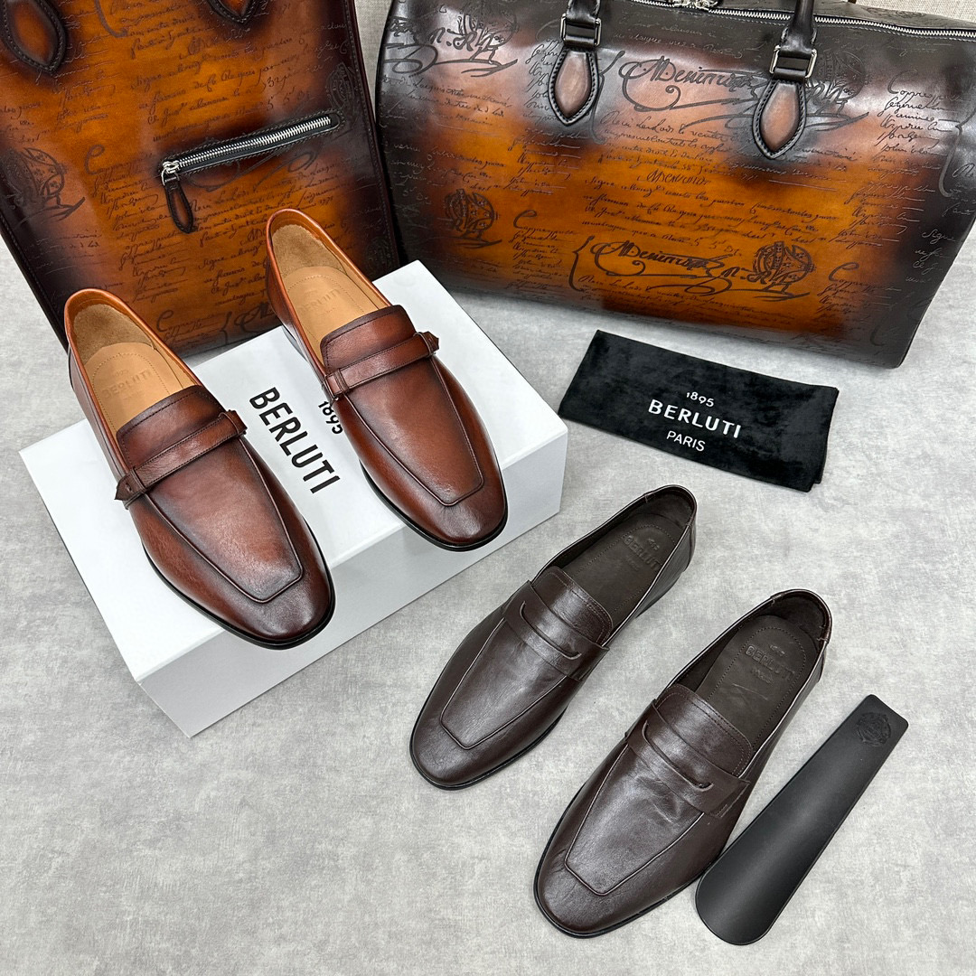 Berluti Lorenzo Kangaroo Leather Loafers Ngvp #nigo6457