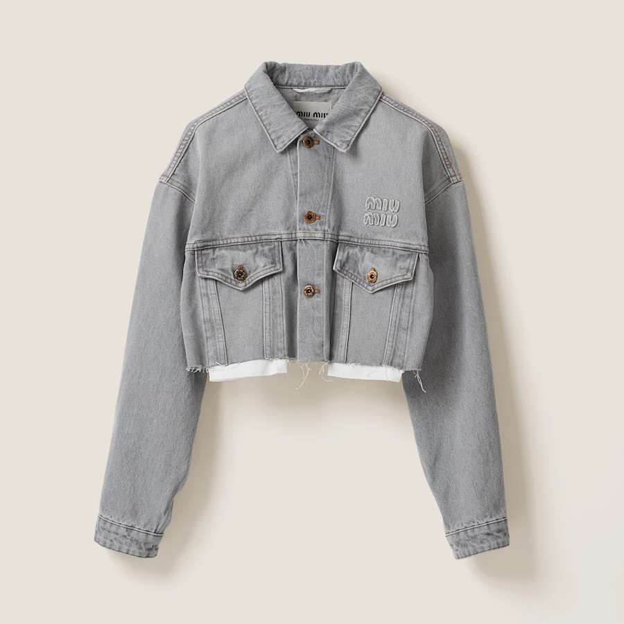 MiuMiu Lapel Long Sleeve Short Denim Jacket #nigo96272