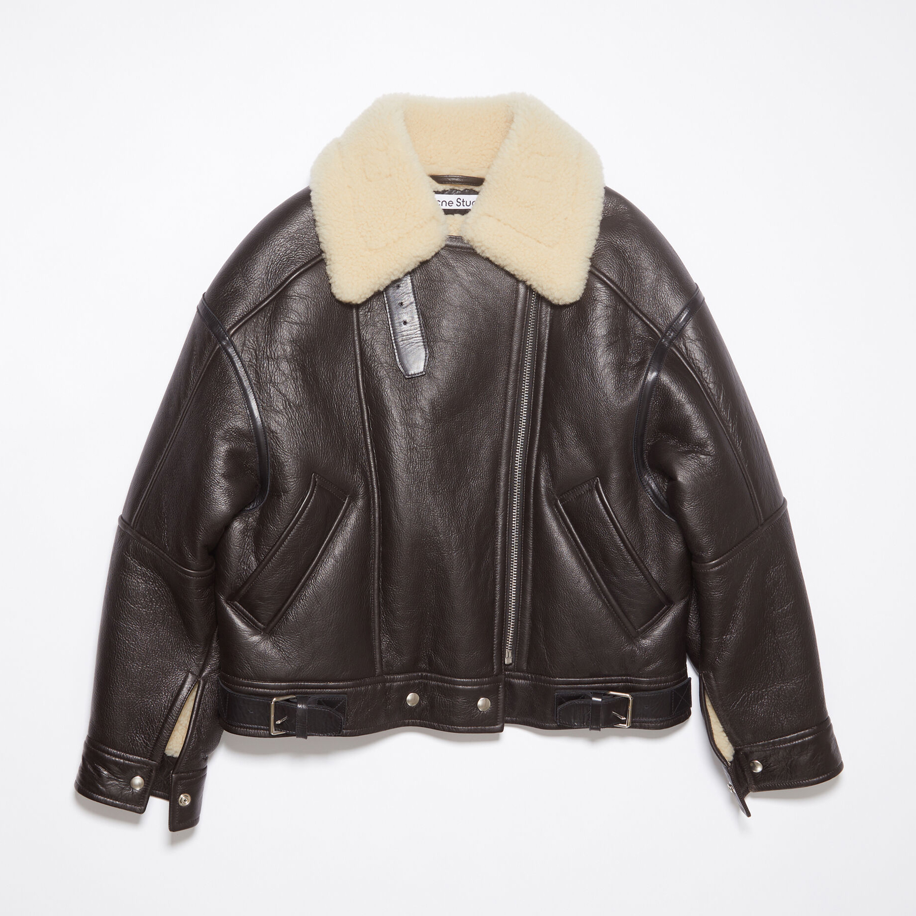 Acne Studios Lamb's Wool Winter Lapel Biker Jacket Coat #nigo96275