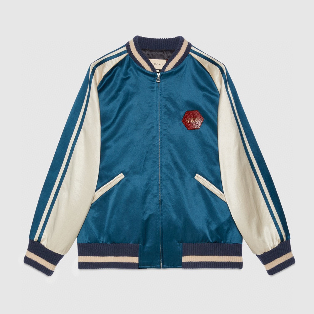 Gucci Baseball Jersey Zip Up Jacket Blue #nigo4583