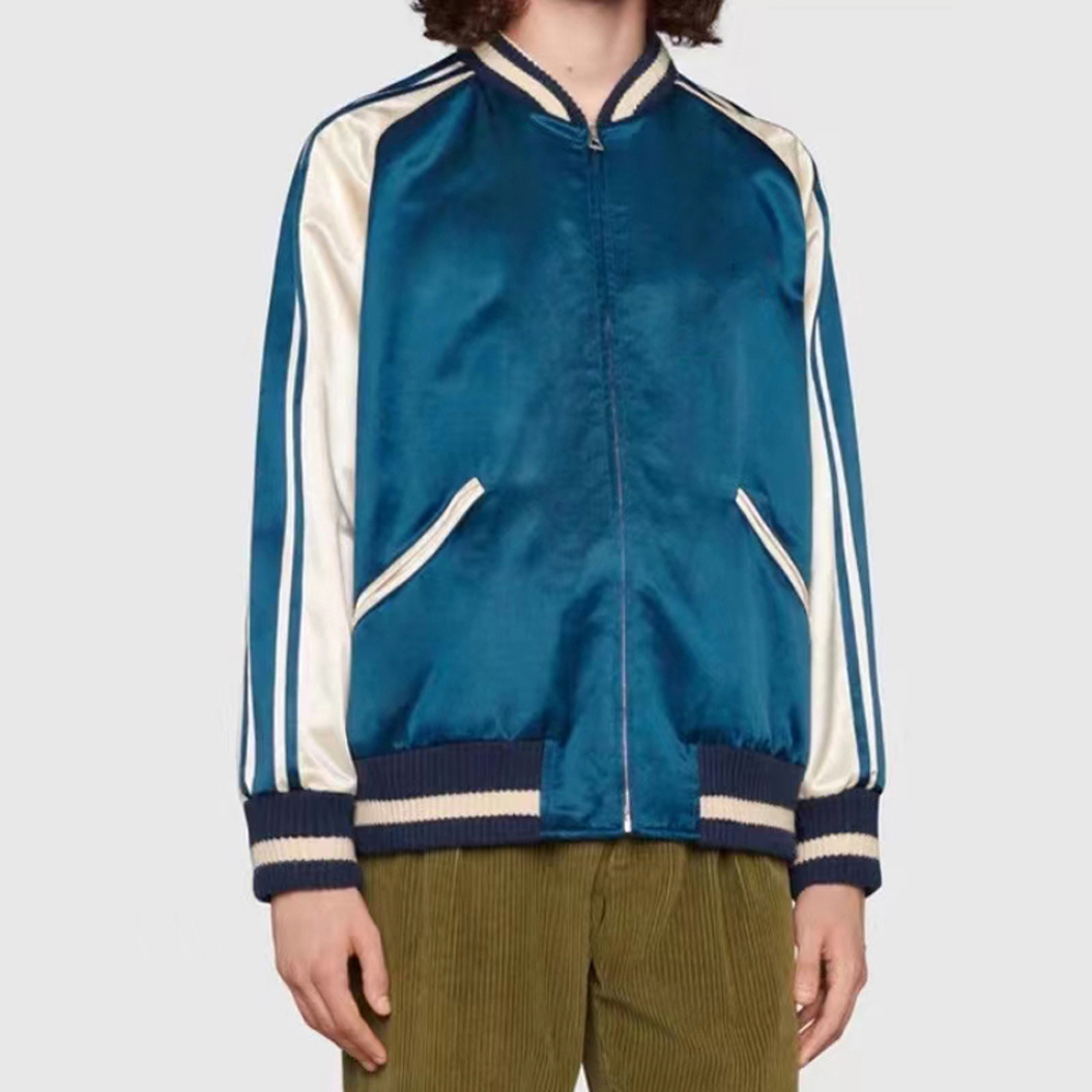 Gucci Baseball Jersey Zip Up Jacket Blue #nigo4583
