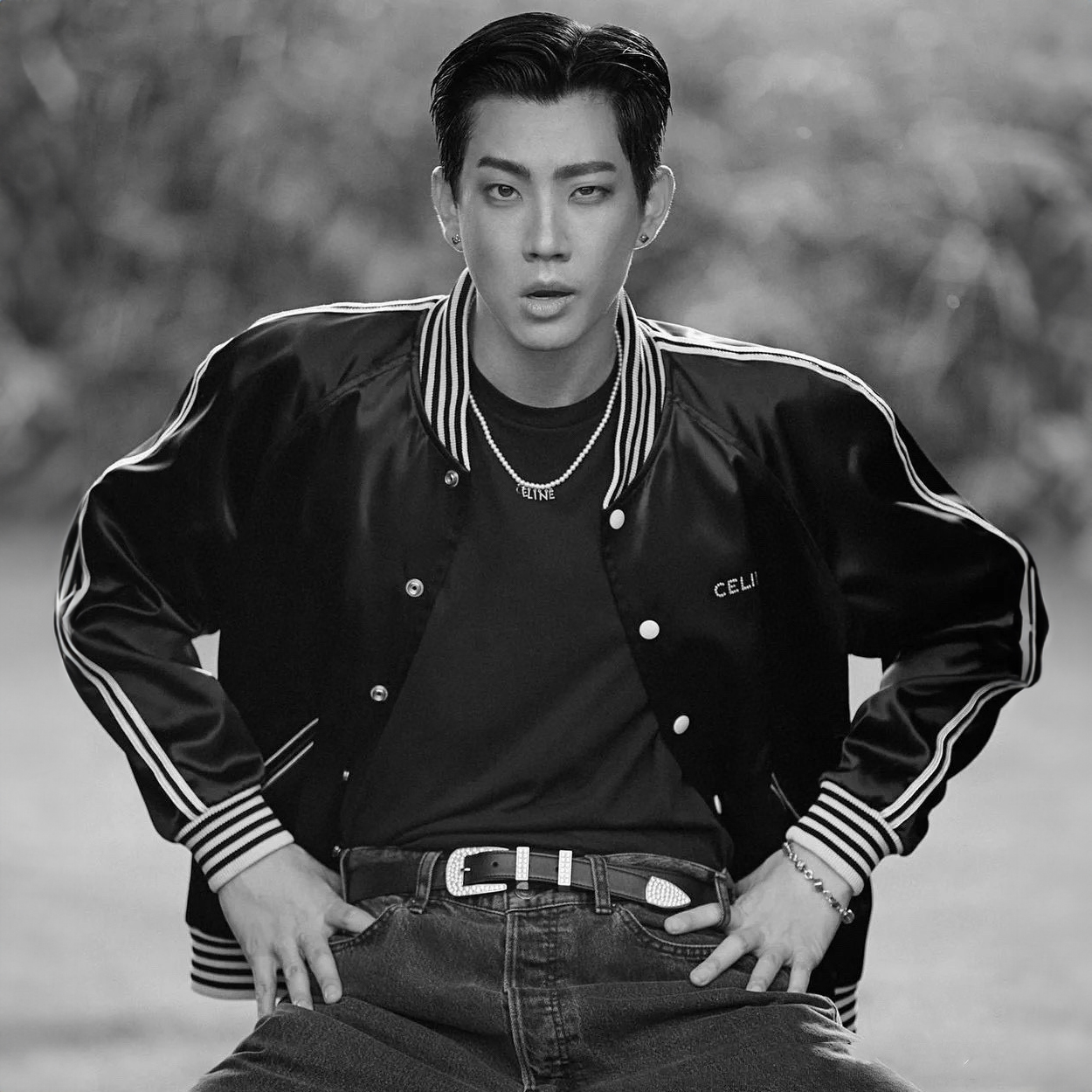 Celine Embroidered Teddy Jacket In Satin-Finish Nylon Logo Baseball Jacket #nigo96291