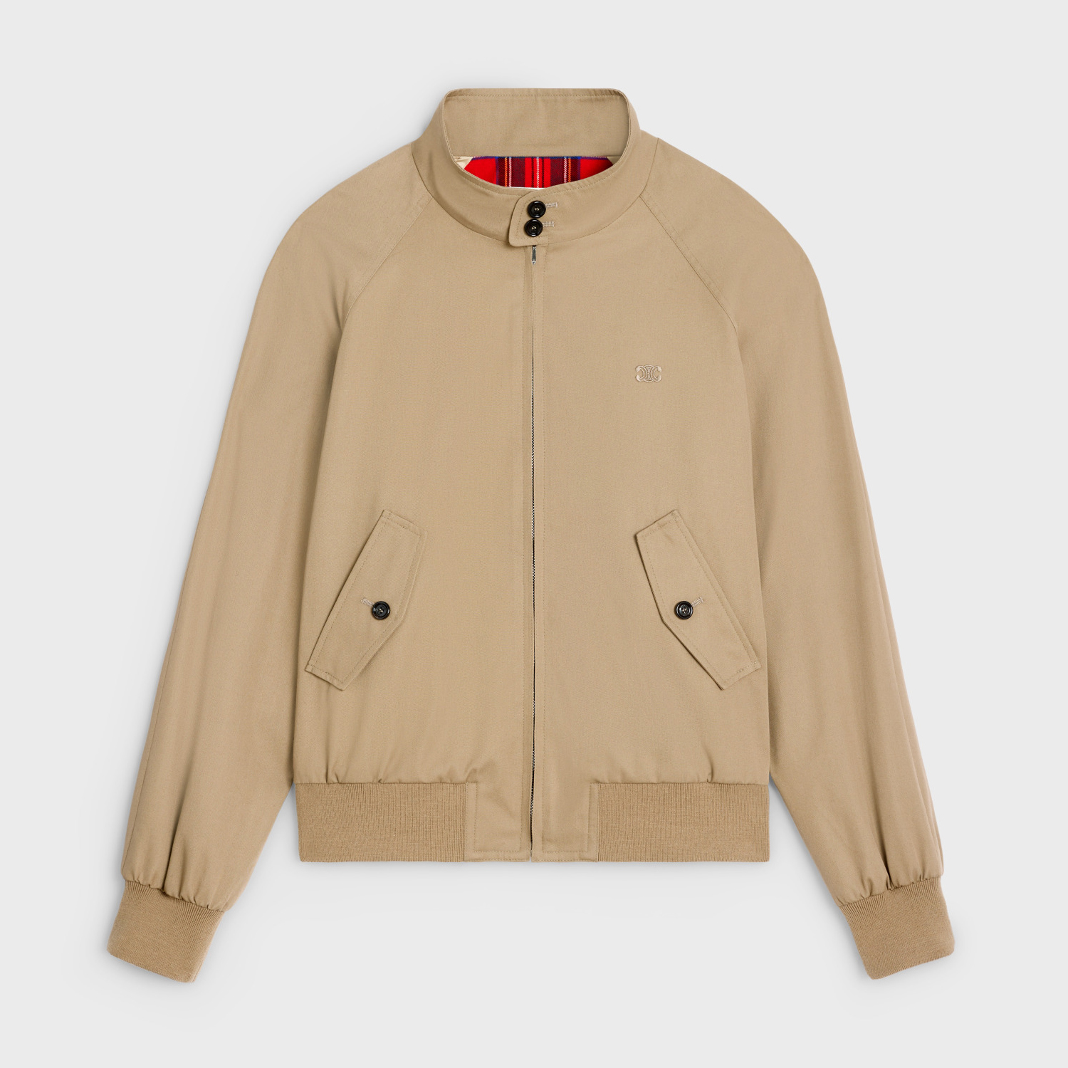 Celine Triomphe Blouson Jacket In Technical Cotton Men's Khaki Stand Collar Zip Jacket #nigo96292