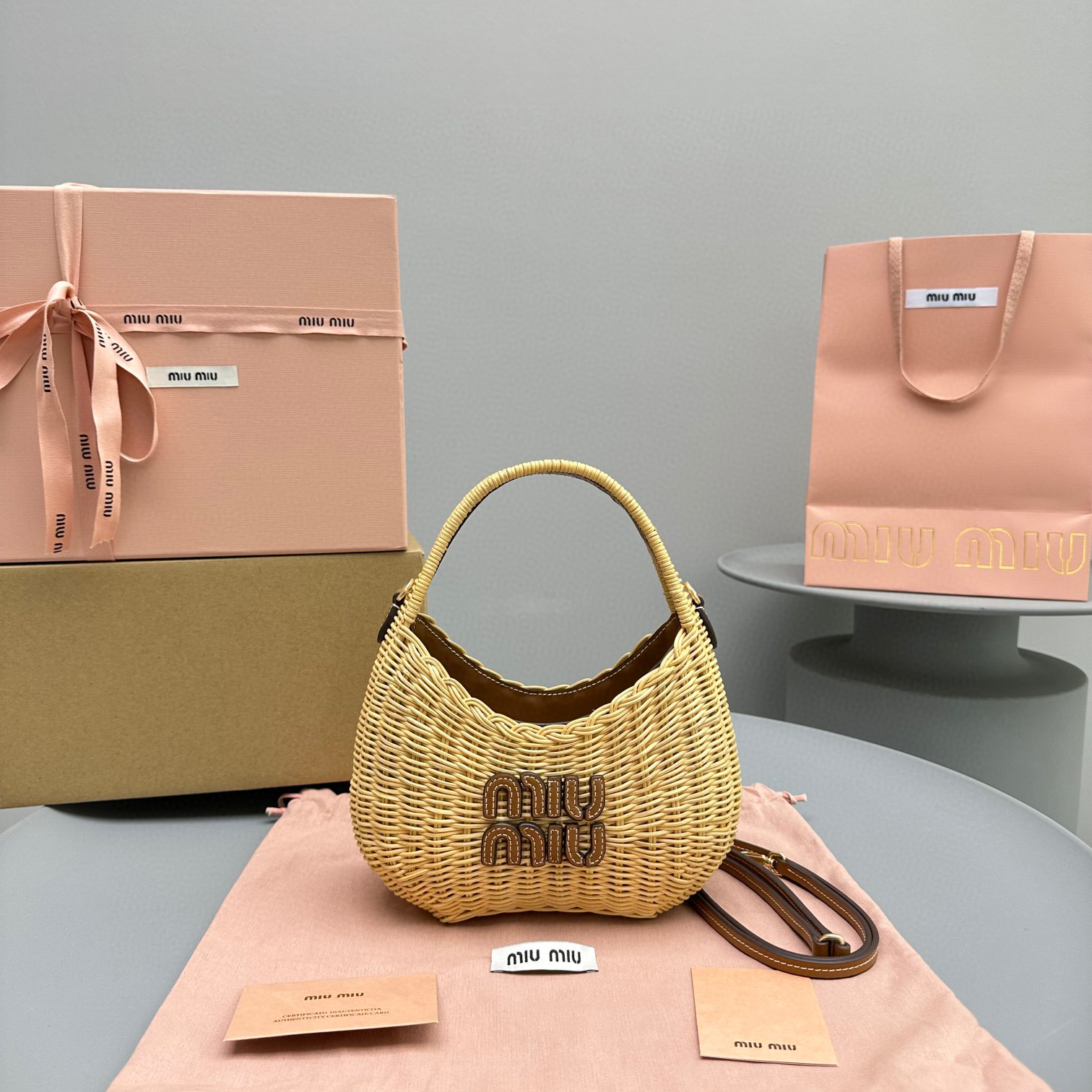 Miumiu NIGO Rattan Woven Tote Bag#nigo21214