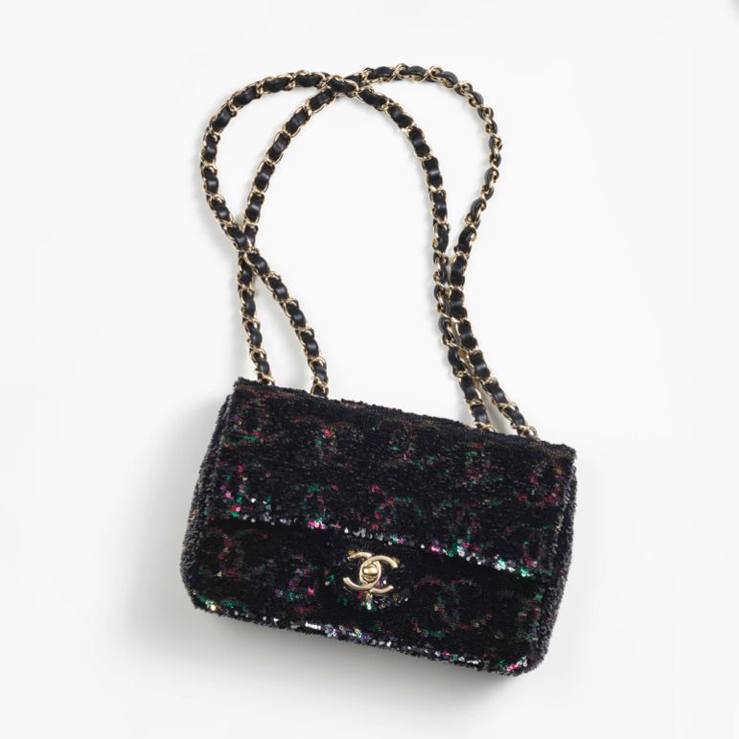 Chanel EVENING Sequin Chain Crossbody Bag #nigo21731