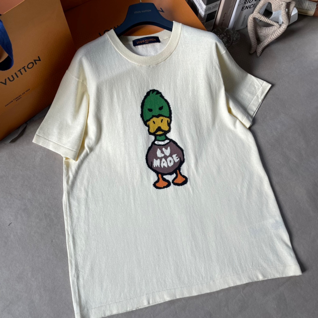 Louis Vuitton NIGO Man Duck Cotton White Short Sleeve T-Shirt #nigo8423