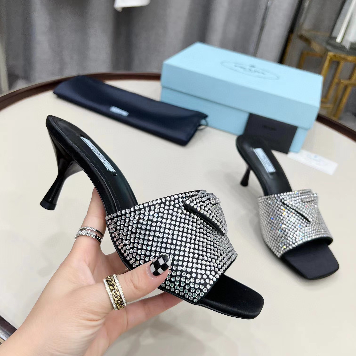 PRADA Full Diamond High Heel Sandals #nigo54929