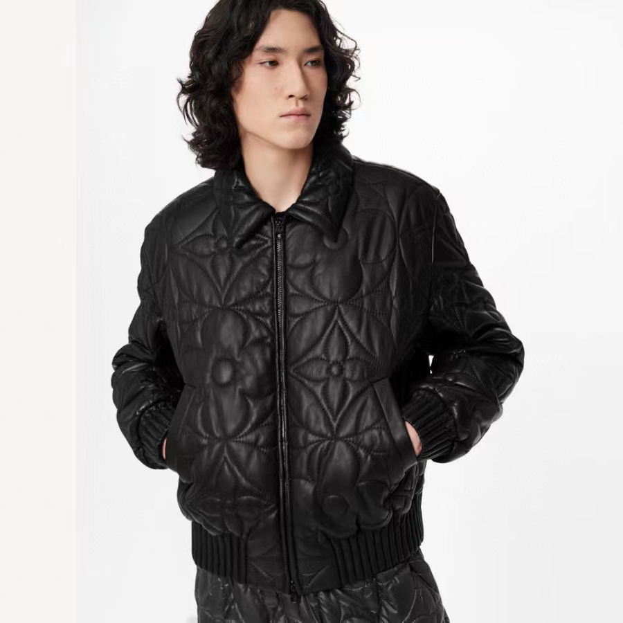 Louis Vuitton Stereoscopic Logo Long Sleeve Classic Leather Jacket #nigo56357