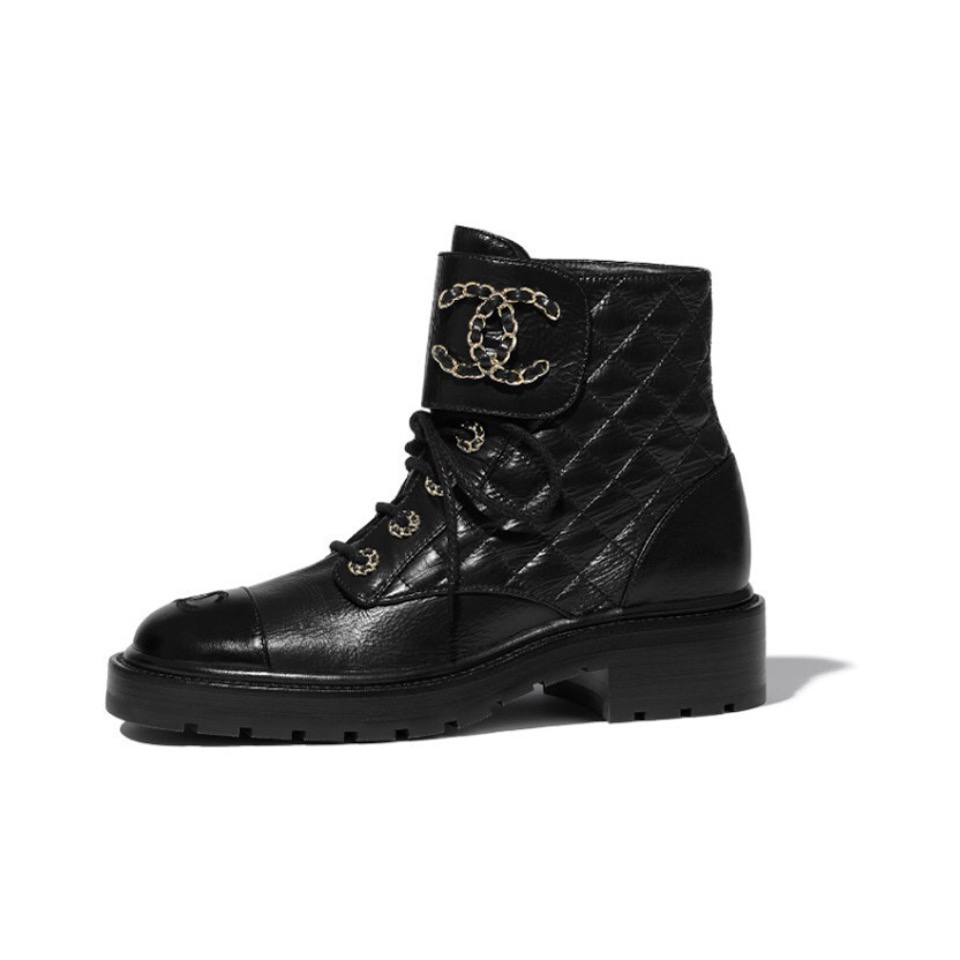Chanel Leather Mid Calf Martin Boots Shoes #nigo96254