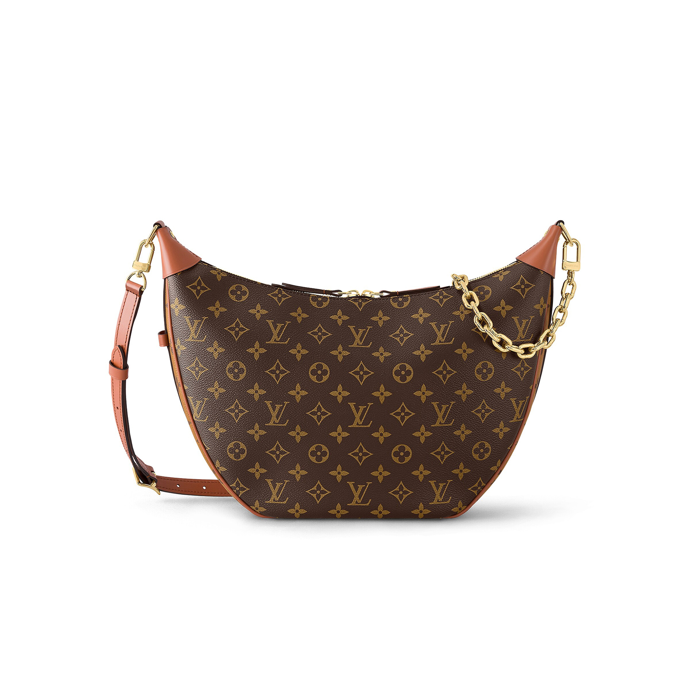 Louis Vuitton Loop Hobo Curry Leather Printed Chain Pea Bun Bag #nigo21736