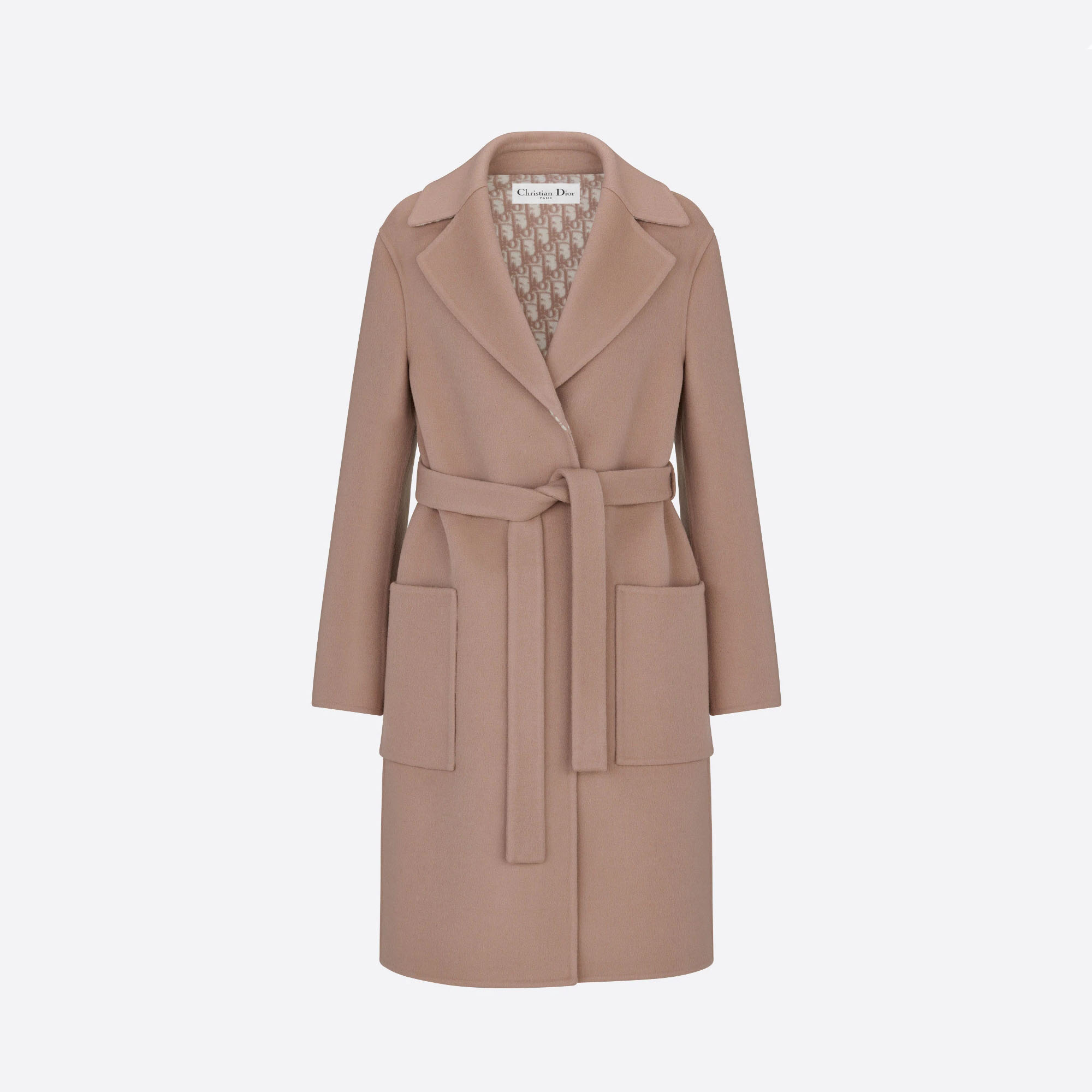 Dior Double-Faced Wool And Mulberry Silk Blend, Matching Belt, Short Hooded Coat Jacket #nigo51158