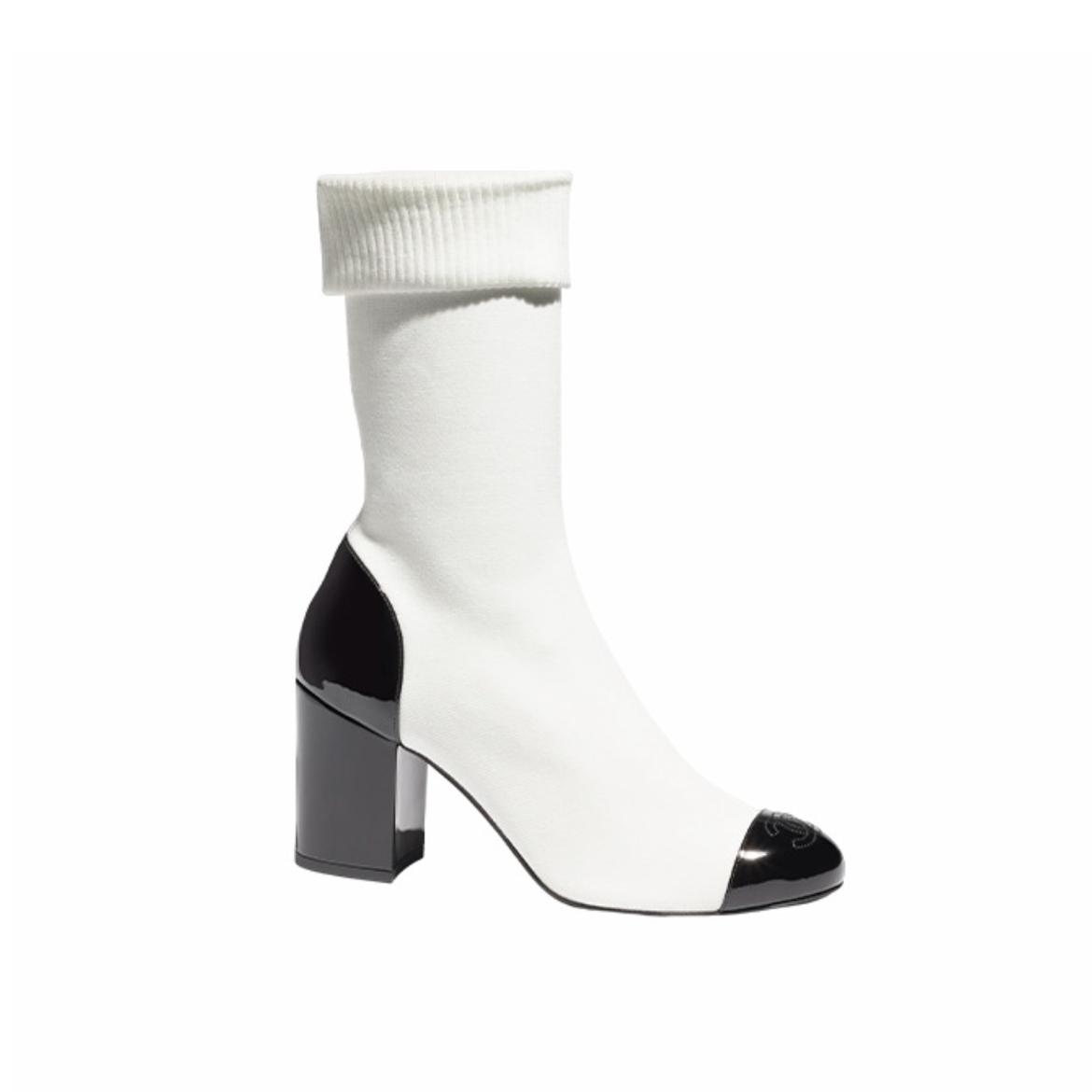 Chanel High Heeled Leather Canvas Patchwork Mid Length Boots #nigo96314