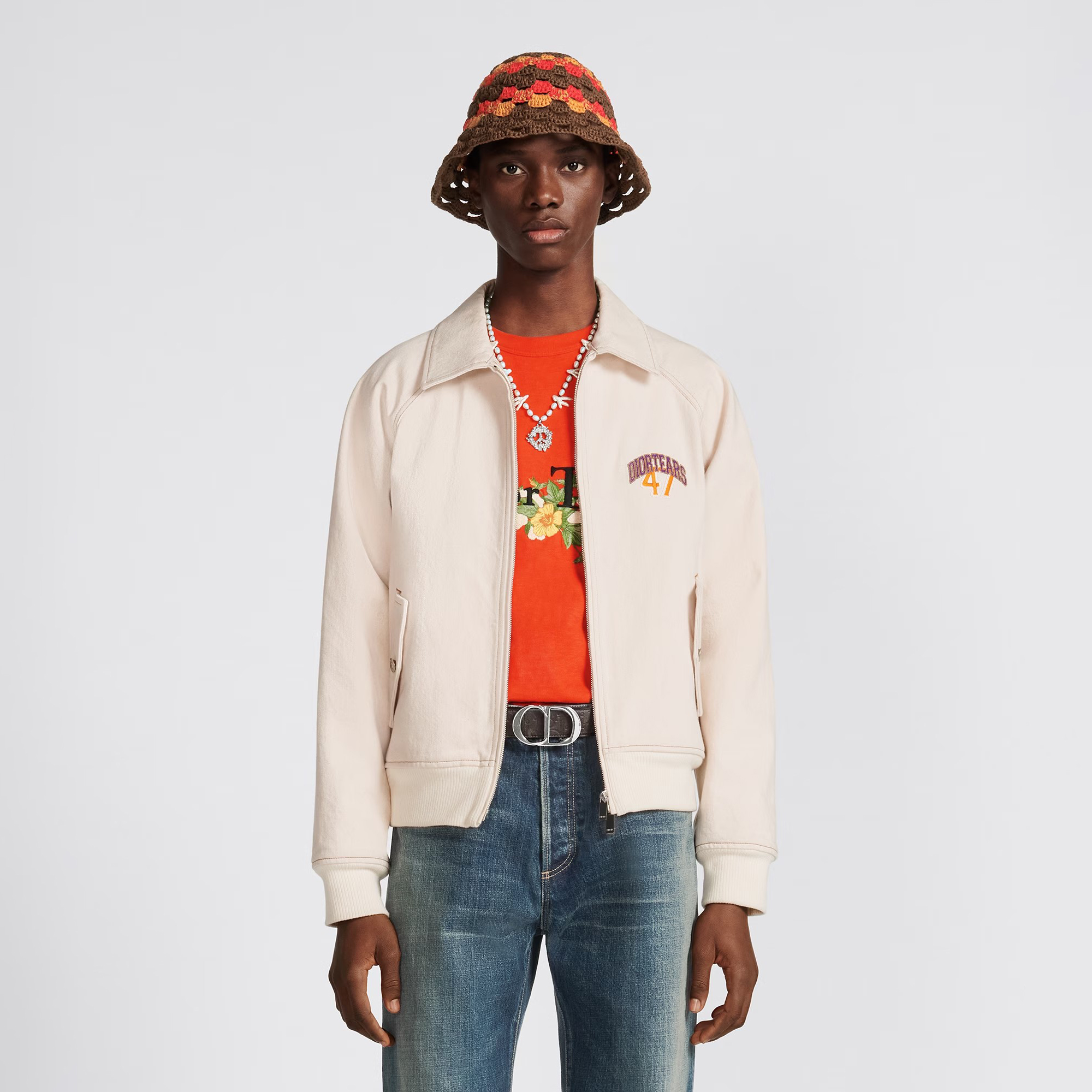 Dior Tears Zipped Blouson Embroidered Logo Zip Baseball Jacket #nigo96327