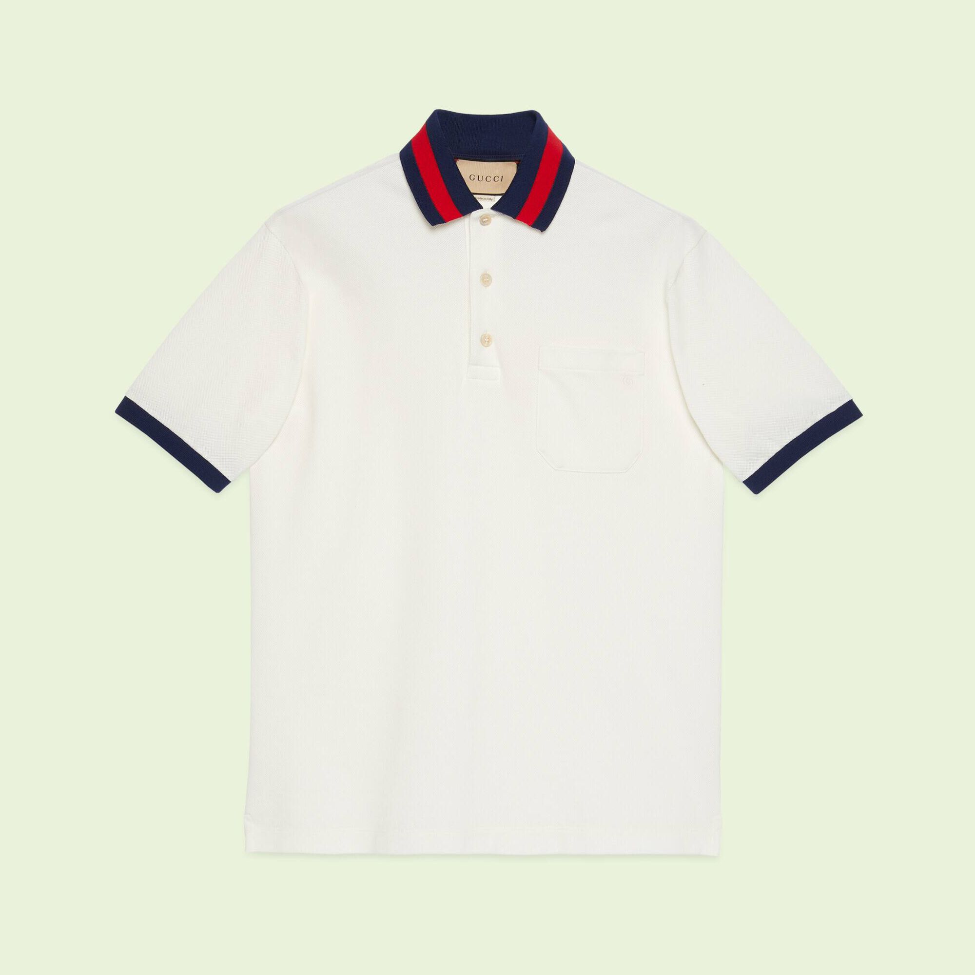 Gucci Cotton Piquet Polo With Web Collar Men's Summer Short Sleeve Polo Shirt #nigo96343