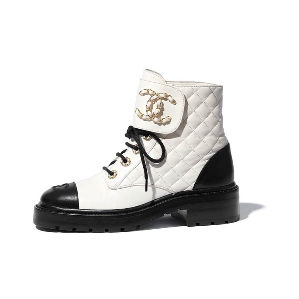 Chanel Leather Mid Calf Martin Boots Shoes #nigo96254