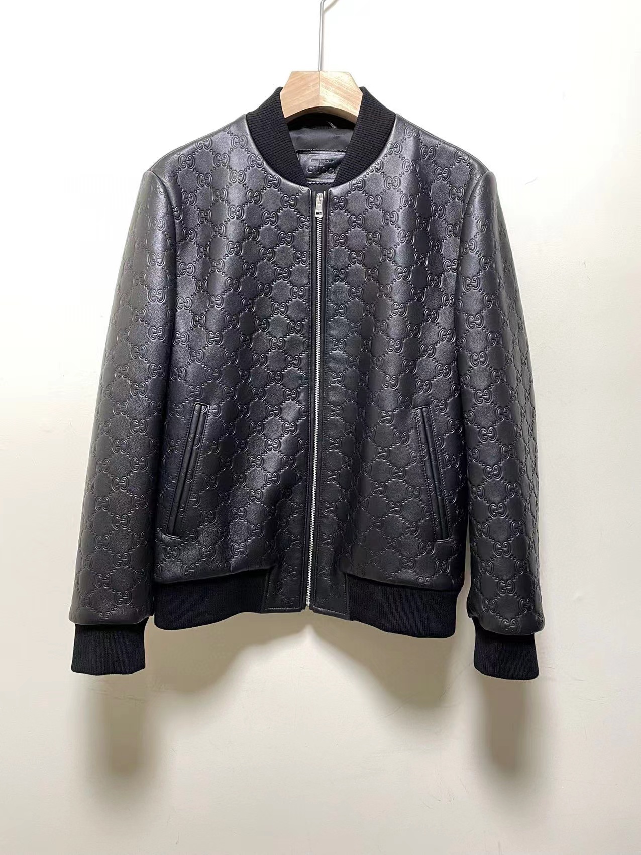 Gucci Stereoscopic Logo Long Sleeve Classic Leather Jacket #nigo56386