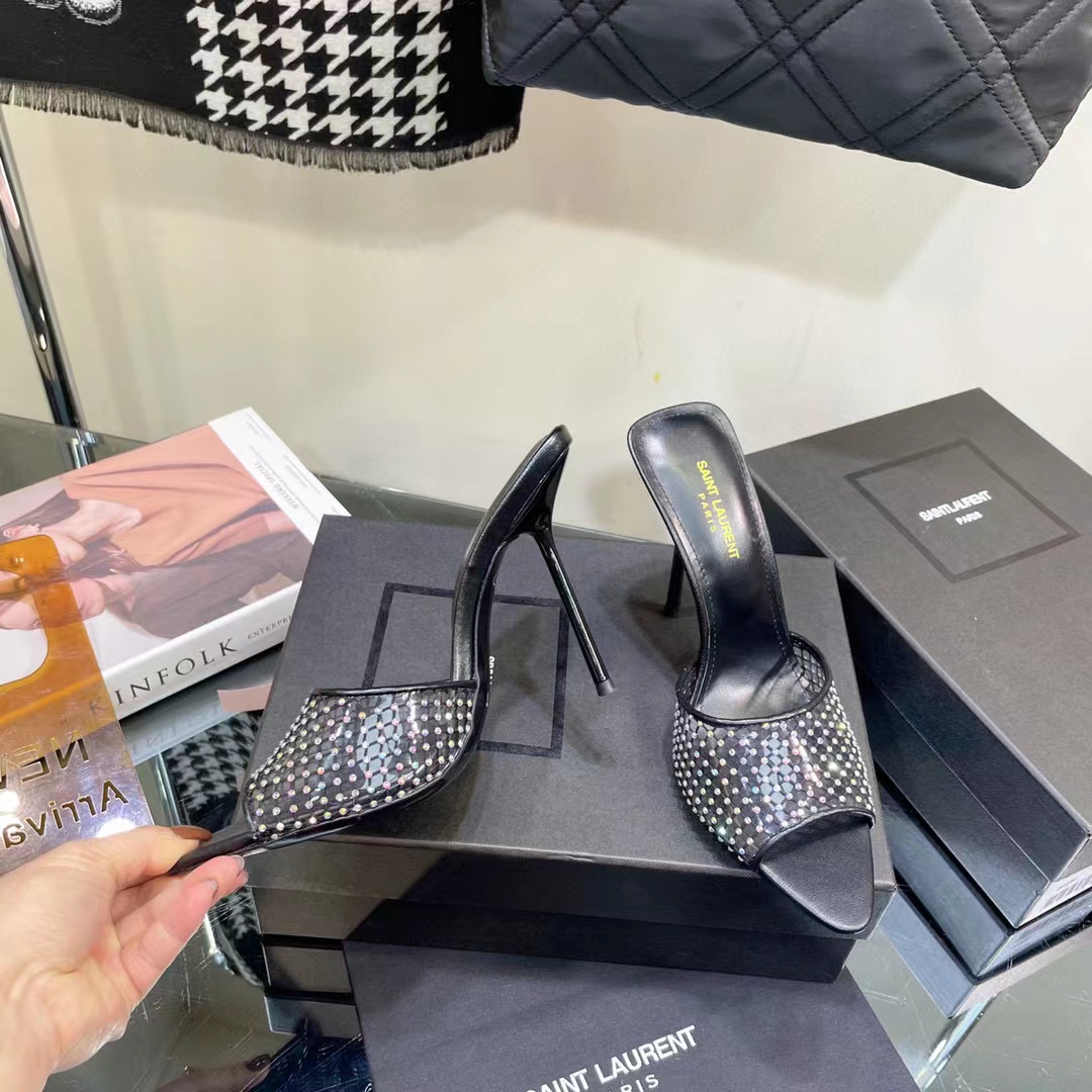 SAINT LAURENT Stick Drill High Heels Sandals Slippers #nigo56393