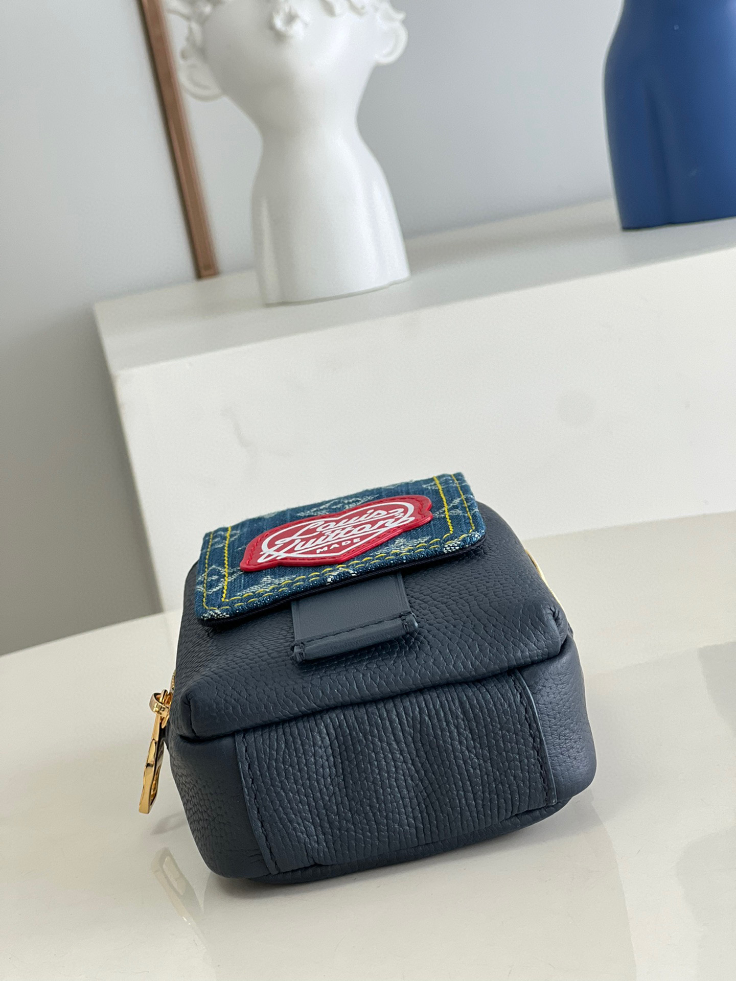 Louis Vuitton Unisex Flap Double Phone Chest Denim Leather Bag Bags #nigo53239