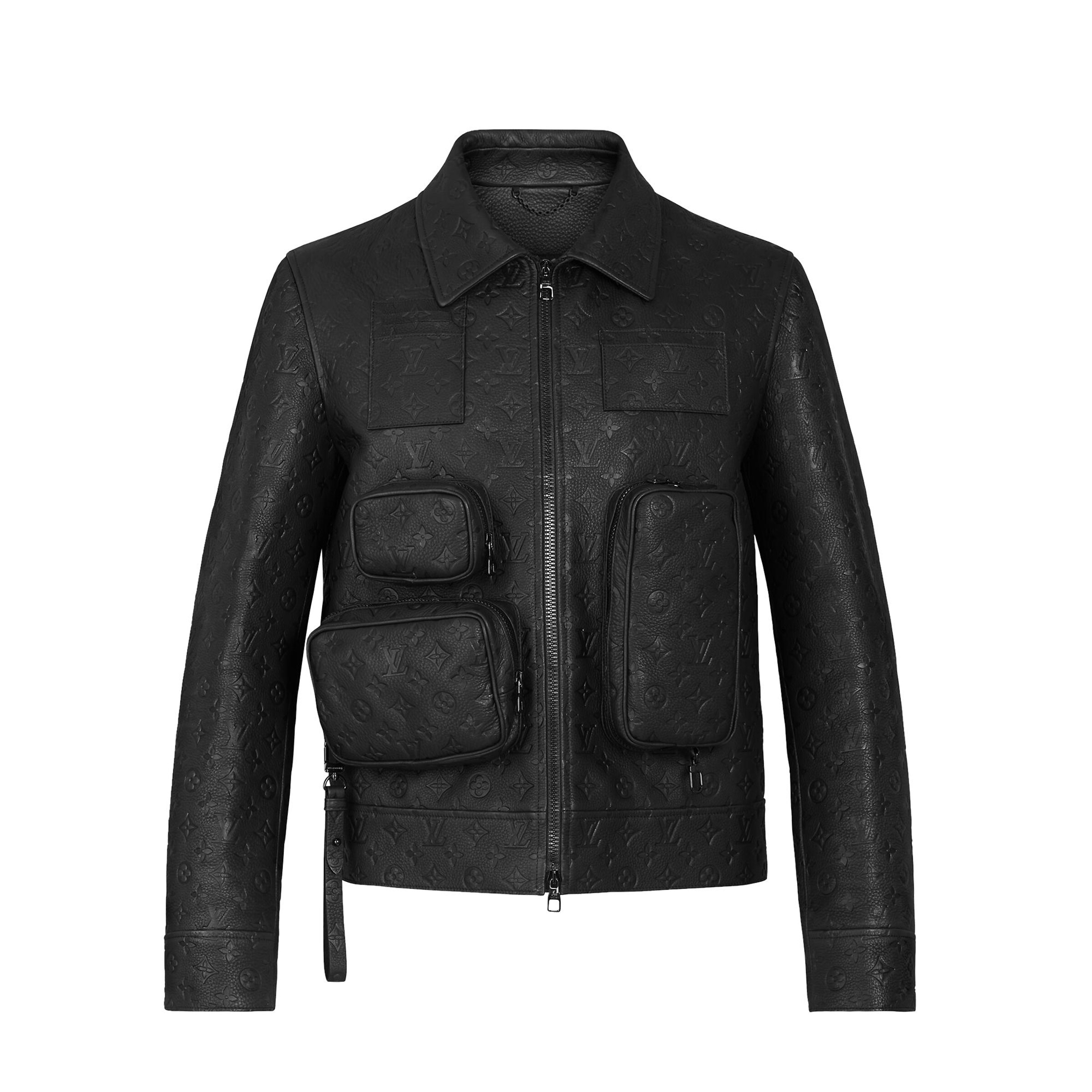 Louis Vuitton Men Monogram Black Multi Pocket Leather Jacket #nigo21737
