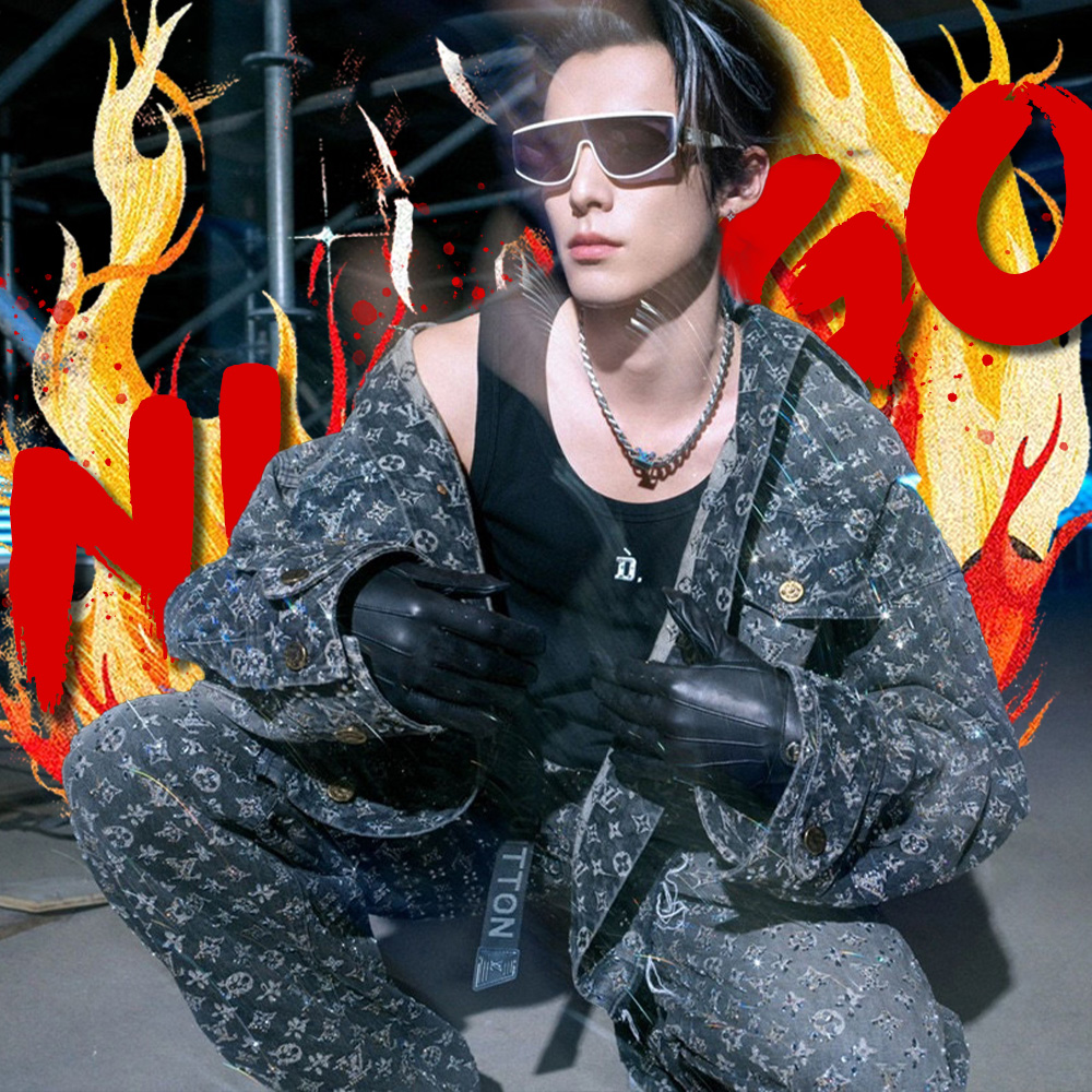 Louis Vuitton Made To Order Embroidered Monogram Denim Overshirt Jacket Jeans Pants suit Set #nigo96366