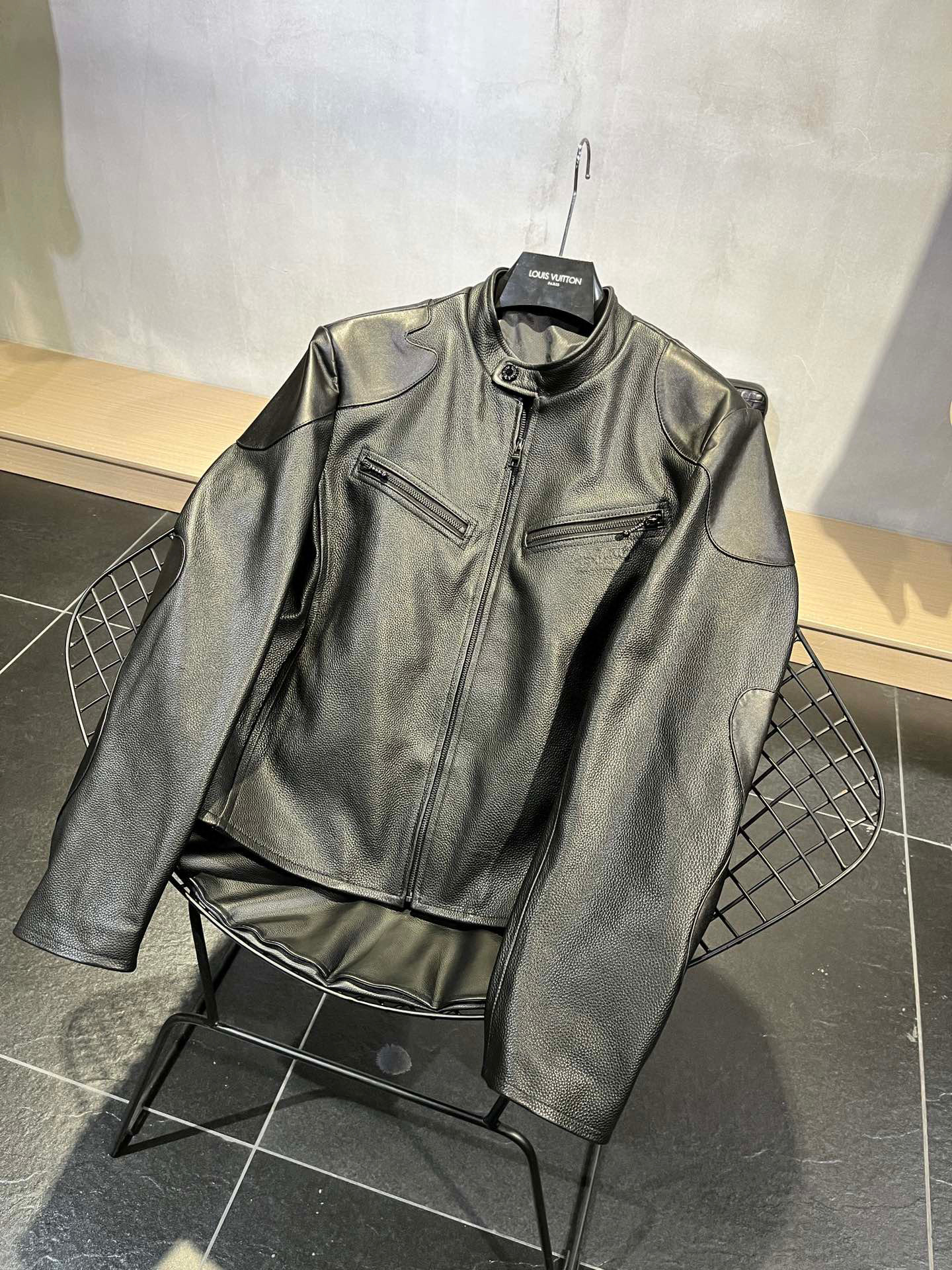 Louis Vuitton Men Leather Biker Jacket #nigo18131