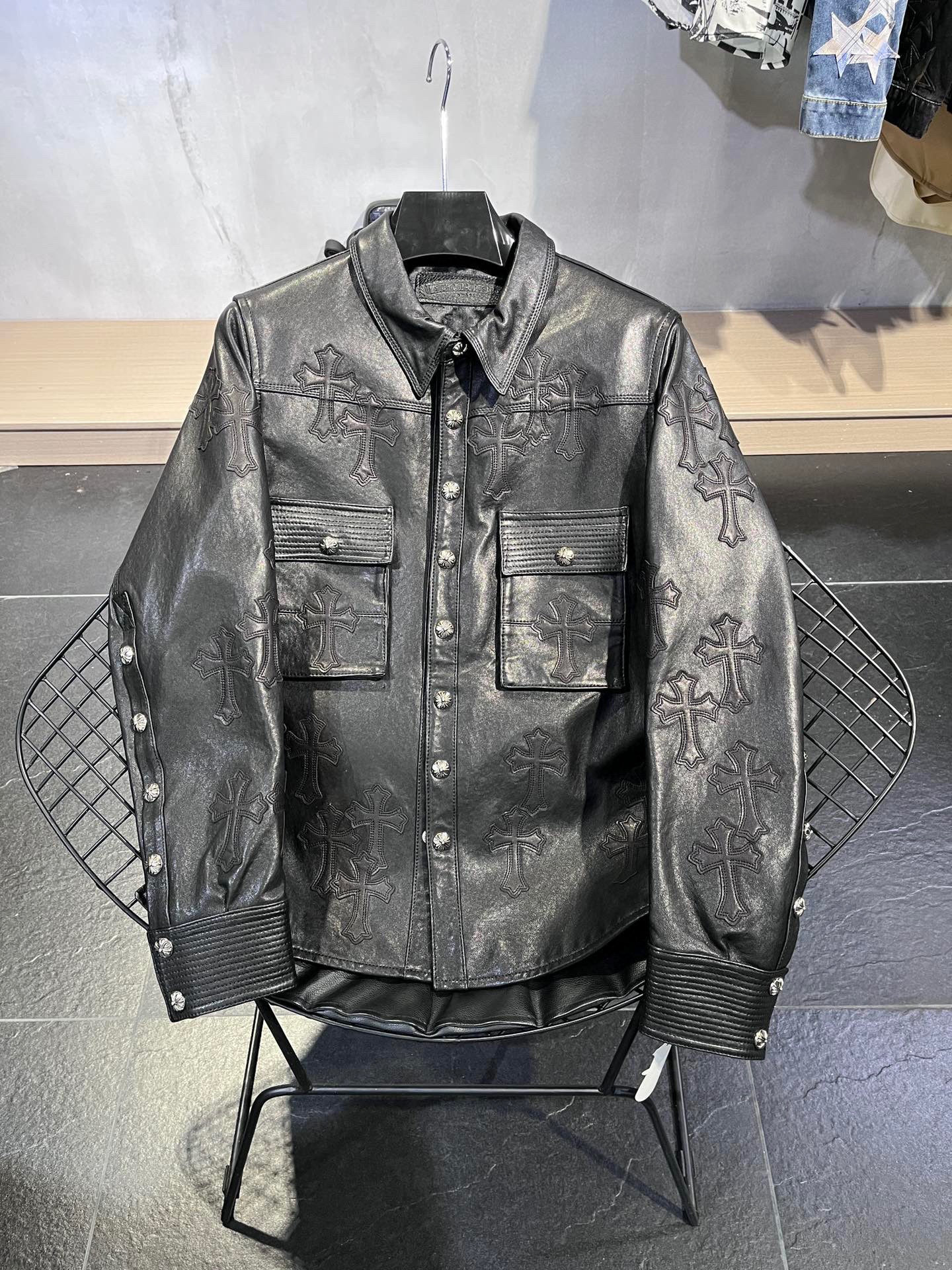 Chrome Hearts Leather Jacket Coat #nigo1188