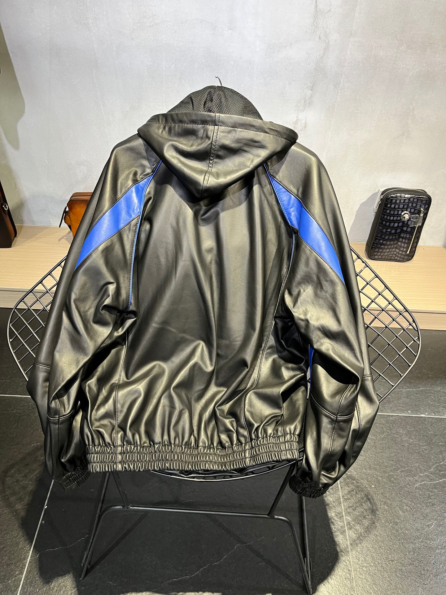 Balenciaga NIGO Woman Waterproof Leather Hooded Jacket Motorcycle #nigo94518