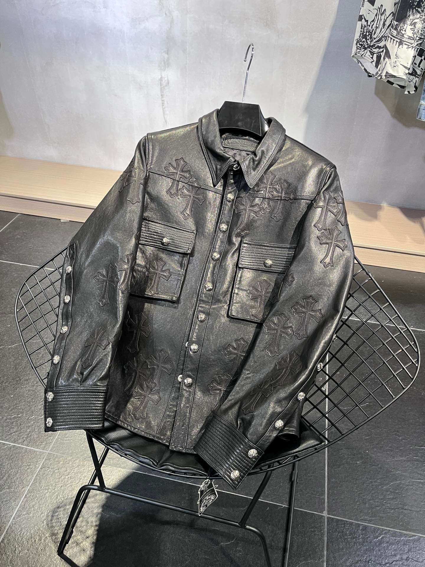 Chrome Hearts Leather Jacket Coat #nigo1188