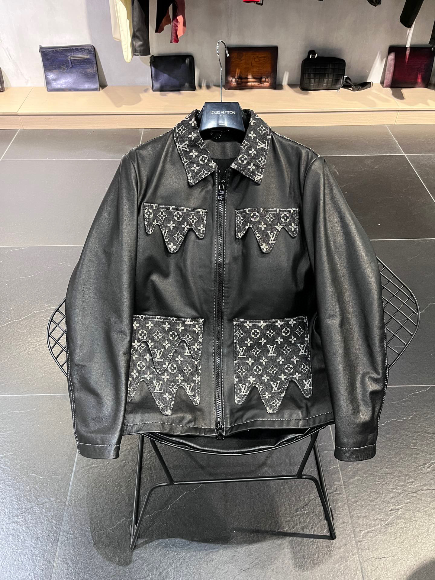 Louis Vuitton Men Cow Leather Tunic Jacket #nigo4469