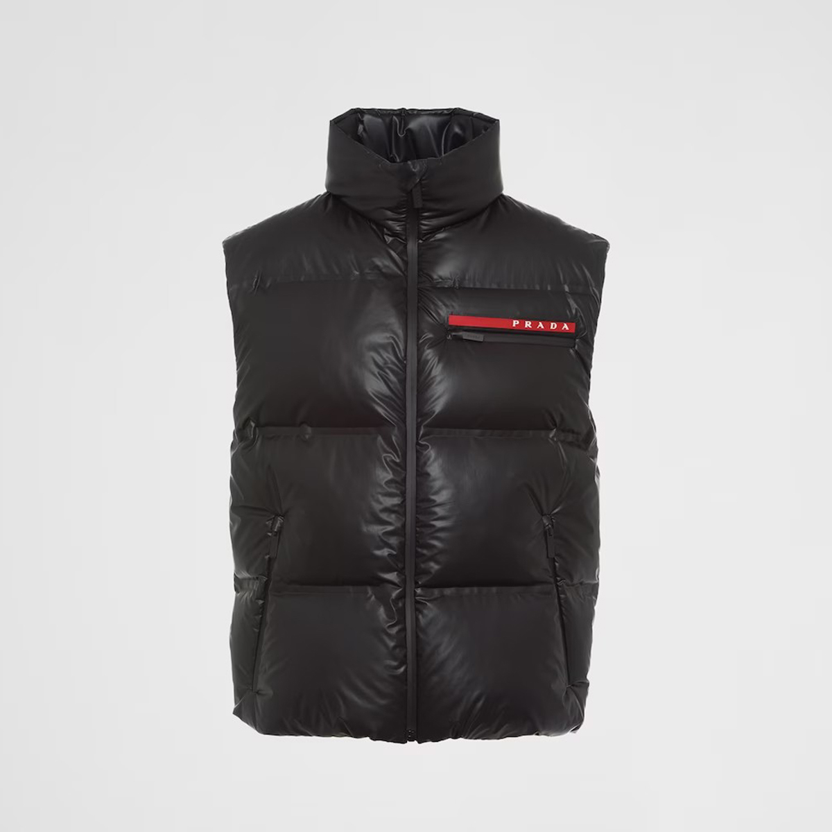 Prada Black Leather Trimmed Vest #nigo96369