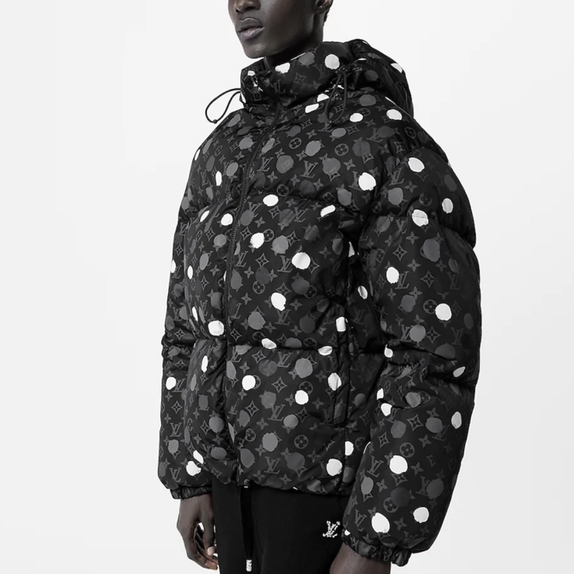 Louis Vuitton Yayoi kusama Black Polka Dot Hooded Cotton Puffer Down Jacket #nigo96374