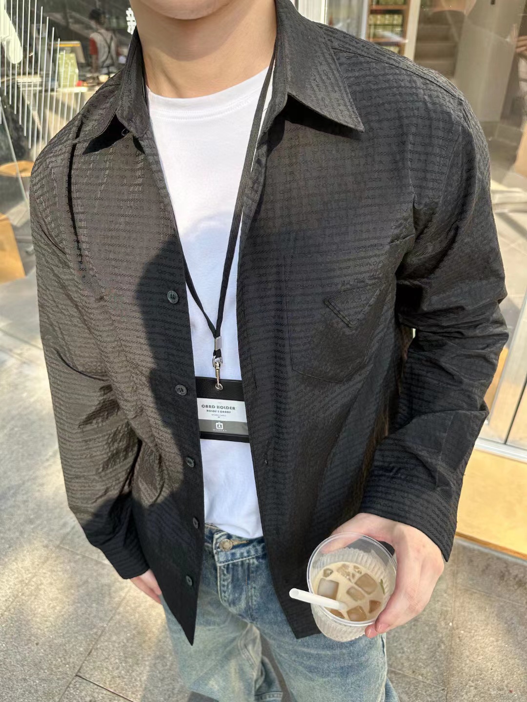 Prada Solid Color Pointed Collar Lace-Up Sun Shirt #nigo6164