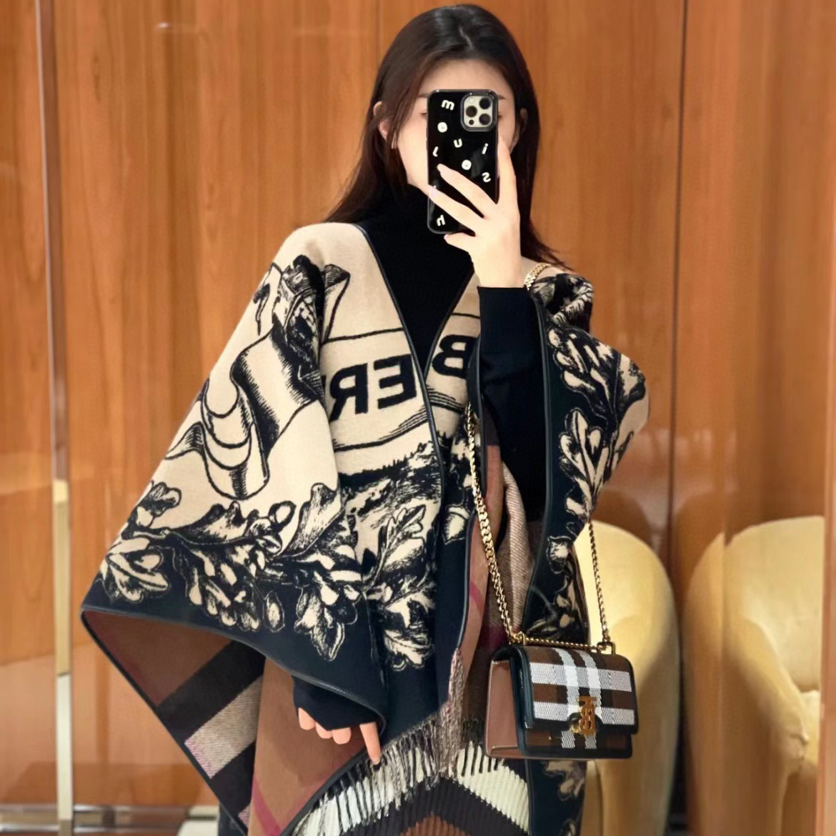 Burberry Reversible Jacquard Cape Shawl Scarf #nigo96383