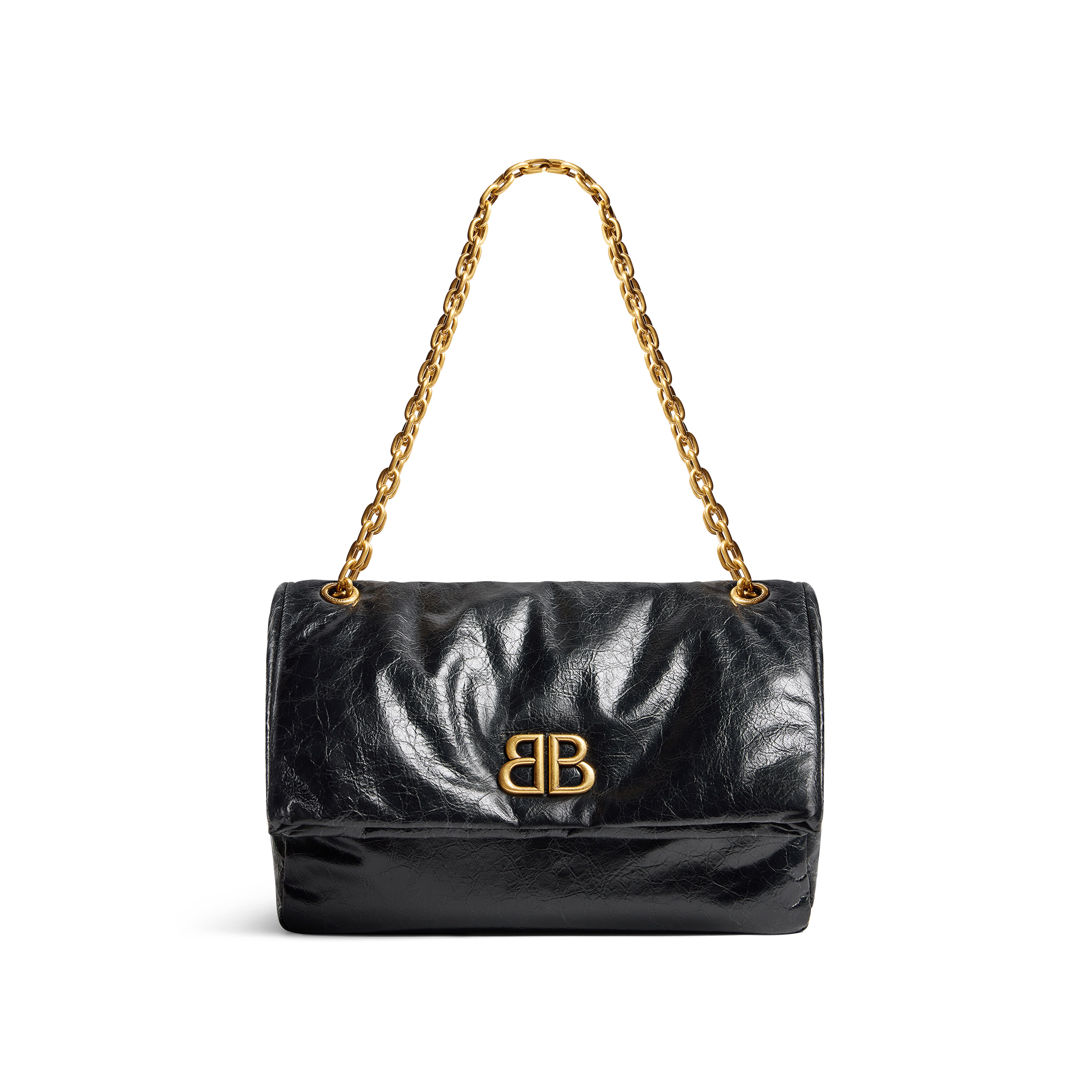 Balenciaga Monaco Black Chain Leather Shoulder Bag #nigo21763