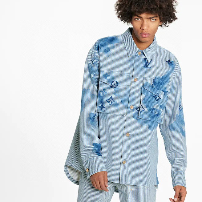 Louis Vuitton Striped Denim Long Sleeve Jacket Blue #nigo96411